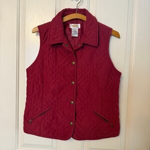 Talbots Quilted Snap-Front Vest in Deep Berry Size Small
